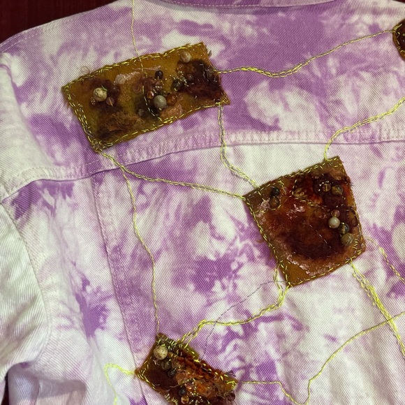 Hand embroidered + embellished jean style jacket - Picture 14 of 15